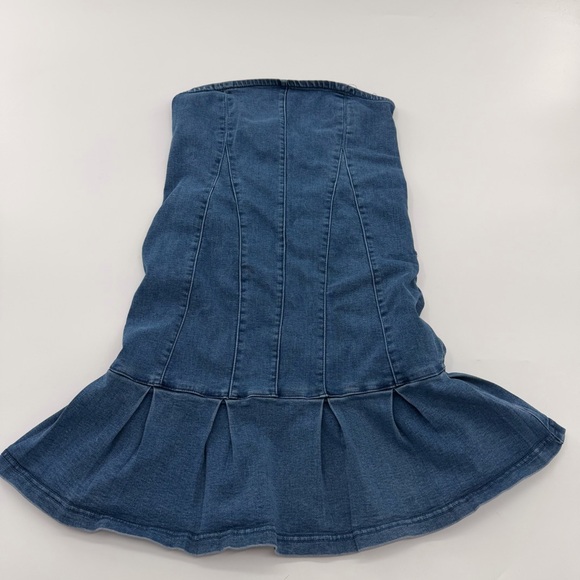 Urban Outfitters Brandi Indigo Strapless Mini Dress Denim Jean Blue Medium - Picture 2 of 10